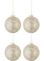 Set čtyř zlatých skleněných vánočních ozdob J-Line Aislin 10 cm