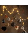 Set šesti hnědých skleněných vánočních ozdob J-Line Nylah 8 cm
