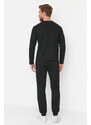 Trendyol Black Motto Printed 2 Thread Knitted Pajamas Set