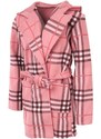 Butik Dívčí kabát růžový károvaný
