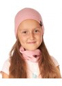 MIMI Dívčí čepice s nákrčníkem - Lososová