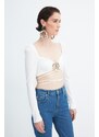 Trendyol X Zeynep Tosun Ecru Blouse with Accessory Detail and Crop