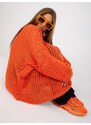 Fashionhunters Oranžový oversize svetr se širokými rukávy OCH BELLA