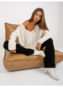 Fashionhunters Ecru oversized pletený svetr OCH BELLA