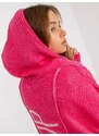 Fashionhunters Fluo růžový volný cardigan s nápisem OH BELLA na zádech