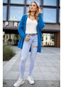 FASARDI Přiléhavé džínové kalhoty s rozparkem ve světle modré barvě