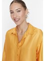 Trendyol Orange Basic Oversize Woven Satin Shirt