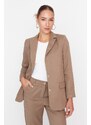 Trendyol Khaki Suede Woven Buttoned Blazer Jacket