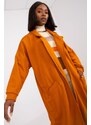 MladaModa Dlouhý bavlněný kardigan s kapsami model 67203 oranžový