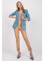 MladaModa Elegantní sako s nařasenými rukávy model 52014 barva džínová
