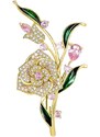 Éternelle Luxusní květinová brož se Swarovski Elements krystaly
