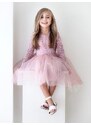 Ewa line Princess krajkové šaty s maxi tylovou sukní pudder pink