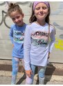 JOYCE Dívčí souprava s legínami a tričkem "CHANGE THE WORLD"/Fialová, bílá
