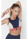 Trendyol Navy Color Block Support/Shape Zipper Knitted Sports Bra