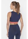 Trendyol Navy Color Block Support/Shape Zipper Knitted Sports Bra
