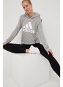 Tréninková mikina adidas Performance Big Logo , šedá barva, s kapucí, s potiskem