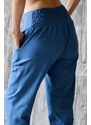 Meera Design Džínové kalhoty s žabkami Ambrosia / Modrý denim