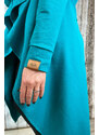 Meera Design Lehký rozevlátý kabát Gemer / Petrolejová teplákovina