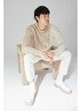 Trendyol Beige Men's Slim Fit Crew Neck Hair Knit Sweater