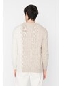 Trendyol Beige Men's Slim Fit Crew Neck Hair Knit Sweater