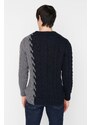 Trendyol Navy Blue Slim Fit Crew Neck Hair Knit Knitwear Sweater