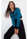 Trendyol Blue Super Crop Pile Knitwear Cardigan
