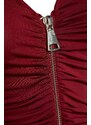 Trendyol Burgundy Zip Detailed V-Neck Body