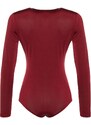 Trendyol Burgundy Zip Detailed V-Neck Body