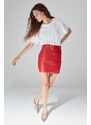 Trendyol Red Belt Detailed Faux Leather Skirt