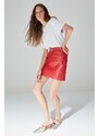 Trendyol Red Belt Detailed Faux Leather Skirt