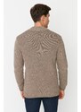 Trendyol Mink Slim Fit Knit Detail Zippered Pocket Knitwear Cardigan