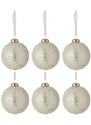 Set šesti bílých skleněných vánočních ozdob J-Line Bou 8 cm