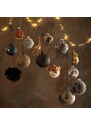 Set čtyř hnědých skleněných vánočních ozdob J-Line Kish 10 cm
