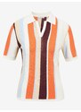 Oranžovo-krémový lehký pruhovaný svetr s krátkým rukávem ORSAY - Dámské