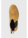 Semišové kotníkové boty BOSS Chris dámské, béžová barva, na plochém podpatku