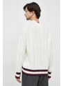 Vlněný svetr Tommy Hilfiger pánský, bílá barva, hřejivý