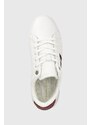Kožené sneakers boty Tommy Hilfiger Signature Webbing Court Sneaker , bílá barva