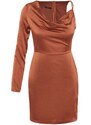 Trendyol Elegant Evening Dress with Cinnamon Satin Shoulder Detail