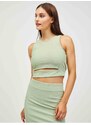 Světle zelený crop top s průstřihem Pieces Sara - Dámské