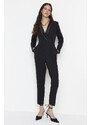 Trendyol Limited Edition Long Black Satin Collar Detailed Woven Jumpsuit