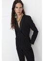 Trendyol Limited Edition Long Black Satin Collar Detailed Woven Jumpsuit