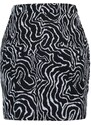 Trendyol Black Slit Detail Zebra Patterned High Waist Mini Knitted Skirt