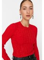 Trendyol Red Back Detailní pletený svetr