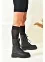 Fox Shoes Women's Black Thick-soled Ankle Boots
