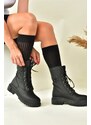 Fox Shoes Women's Black Thick-soled Ankle Boots