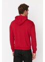 Trendyol Men's Burgundy Relaxed Fit Hooded Printed Sweatshirt