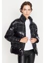 Trendyol Black Tweed Detailed Glossy Oversize Puffy Coat