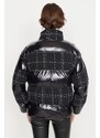 Trendyol Black Tweed Detailed Glossy Oversize Puffy Coat