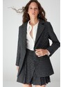 Trendyol Black Regular Lined Woven Striped Blazer Jacket