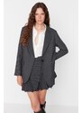 Trendyol Black Regular Lined Woven Striped Blazer Jacket